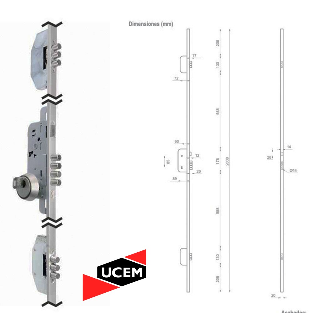 kit Cerradura de 3 puntos UCEM 1380 (Negro) - Imagen 3